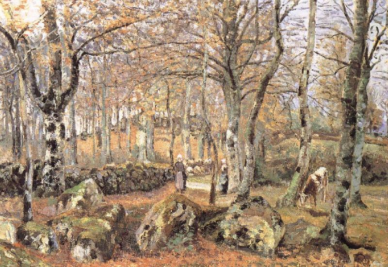 Camille Pissarro There are rock scenery oil painting image